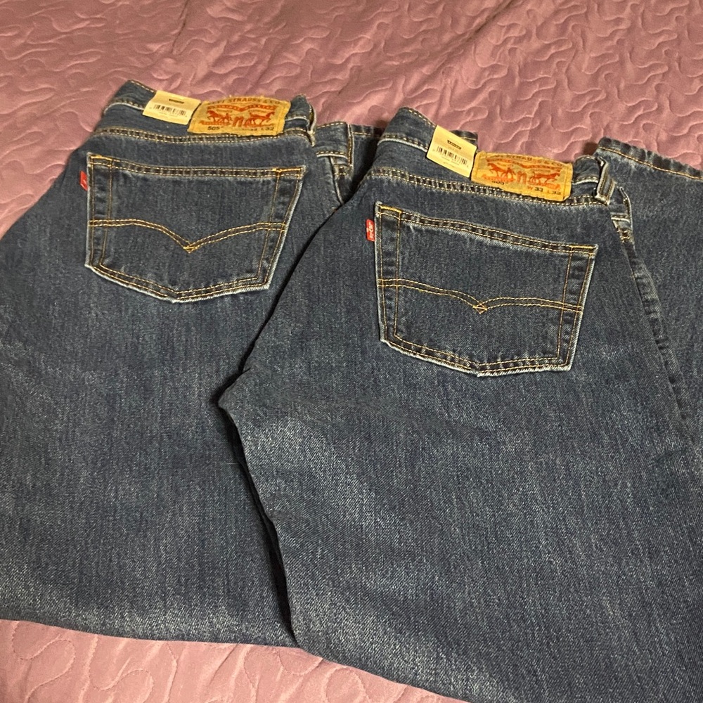 Levi's Men's Dark Blue Denim Relaxed Jeans - Twin Pair
